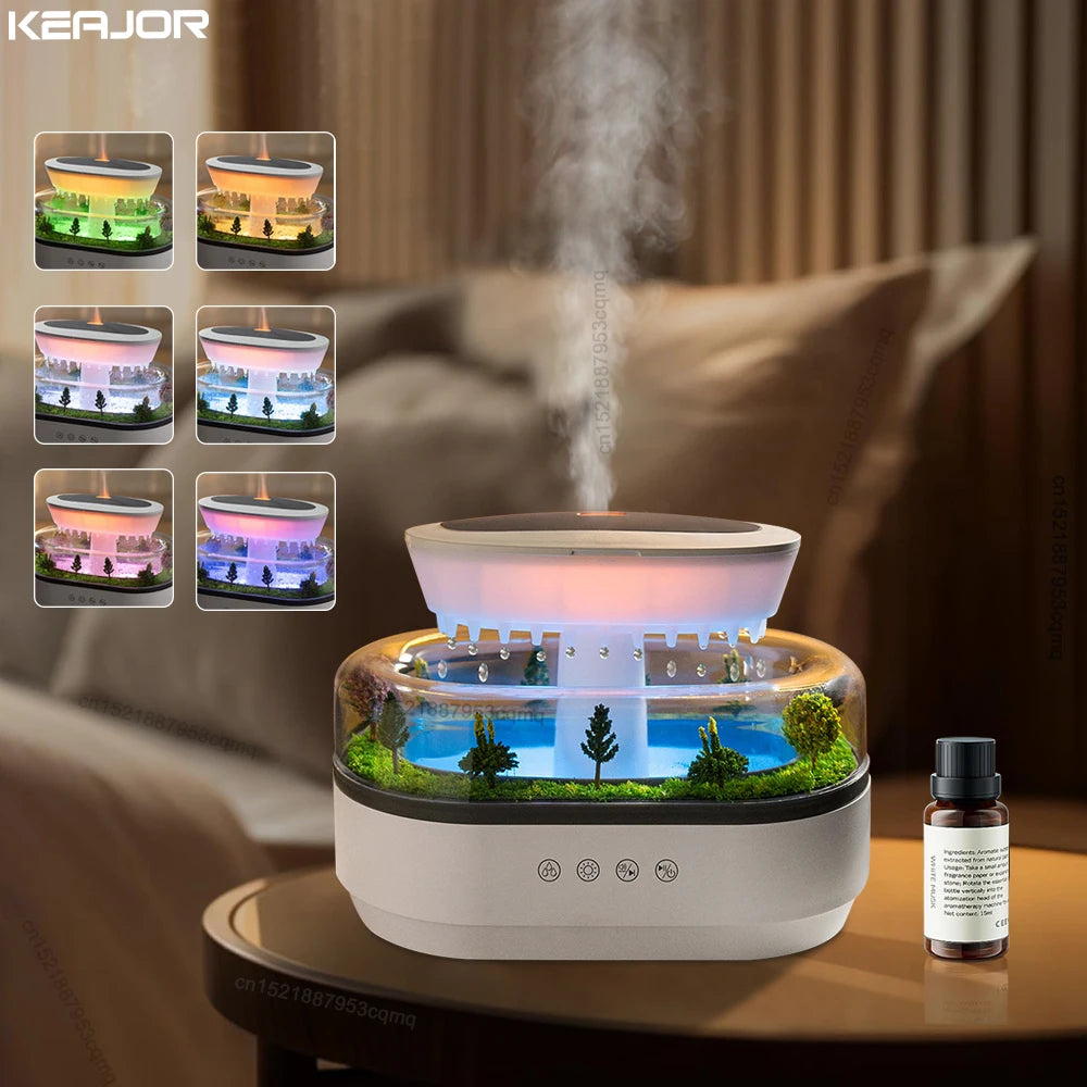 Raindrop Aroma Humidifier with Colorful Light & White Noise