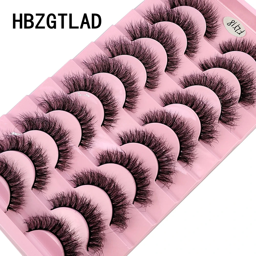 10 Pairs Faux Mink 3D Curly Eyelashes – Handmade Natural Look