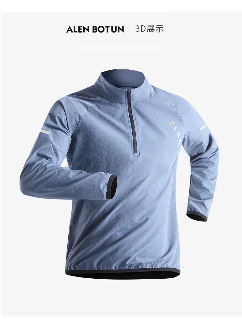 Quick-Dry Men's Autumn Sports T-Shirt – Half Zip, Breathable