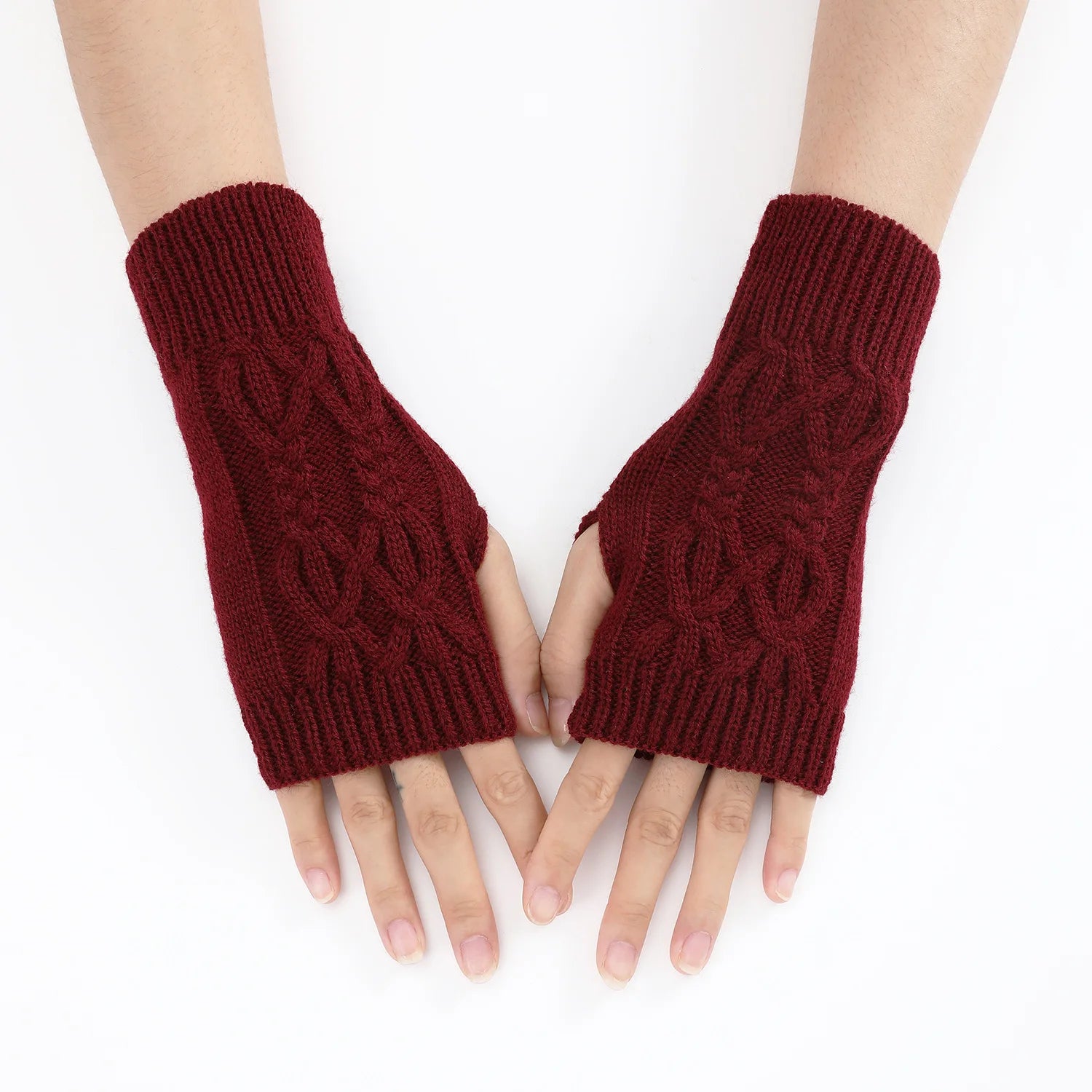 Half Finger Gloves for Women Winter Soft Warm Wool