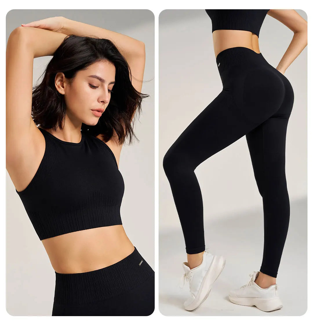 Women's Seamless Yoga Set – High-Waisted Leggings & Top