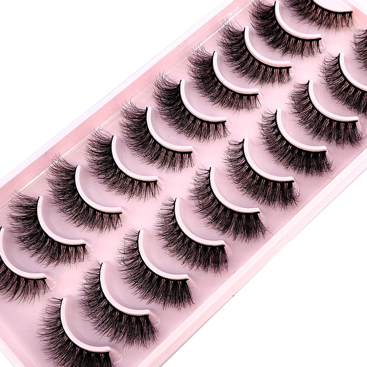 10 Pairs Faux Mink 3D Curly Eyelashes – Handmade Natural Look