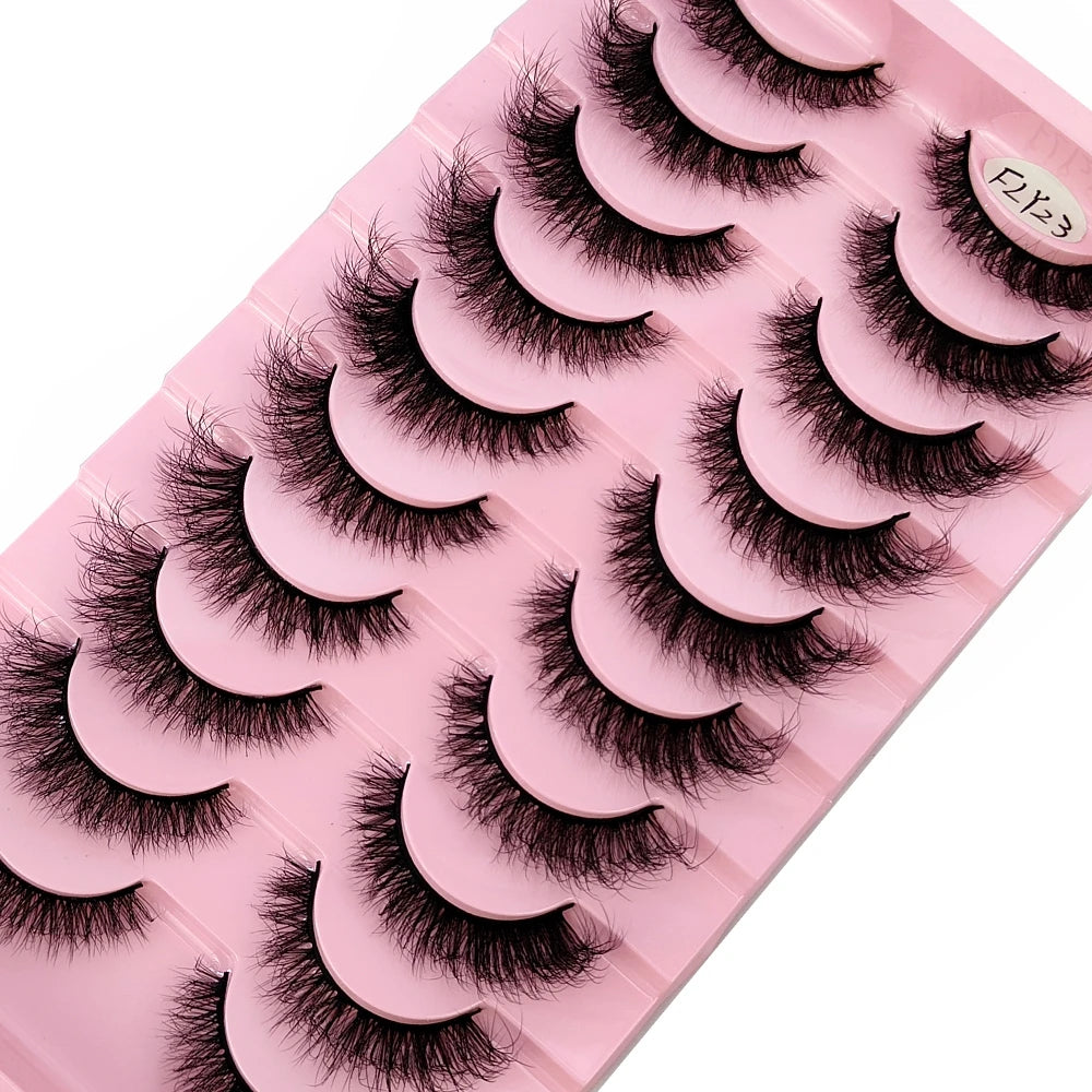 10 Pairs Faux Mink 3D Curly Eyelashes – Handmade Natural Look