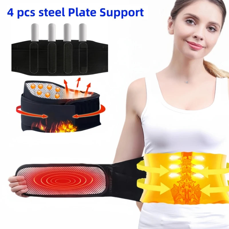 Adjustable Tourmaline Self-Heating Magnetic Therapy Lumbar Support Belt