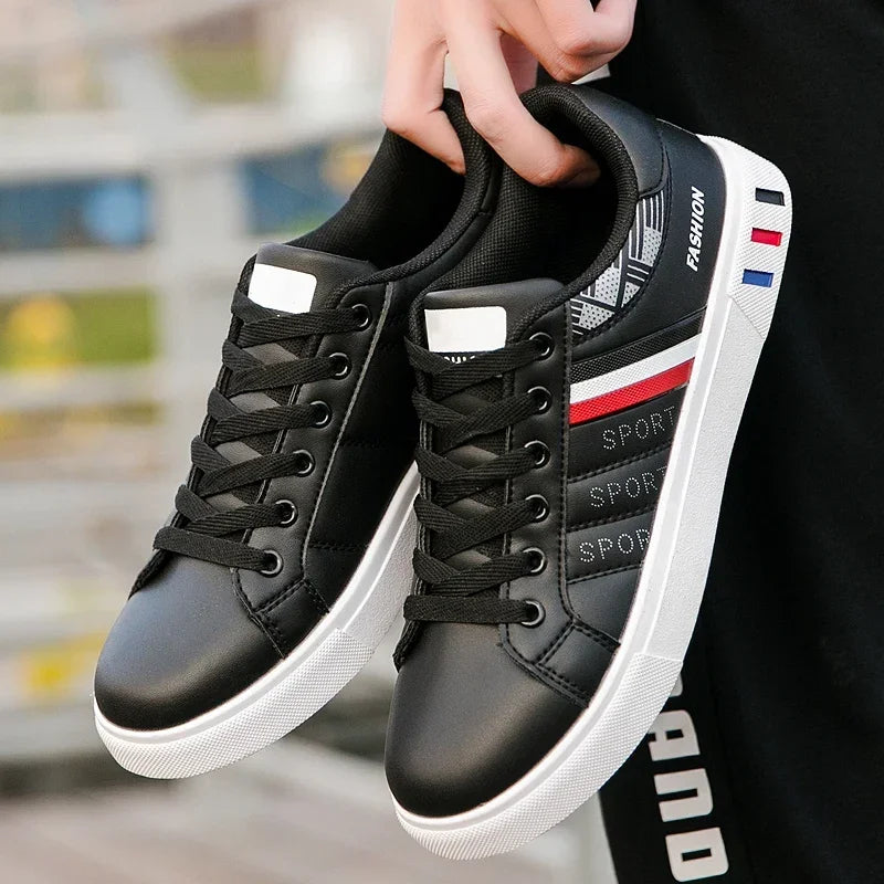 2024 Men's Fashion Casual Sneakers – Lace-Up White Vulcanized Shoes