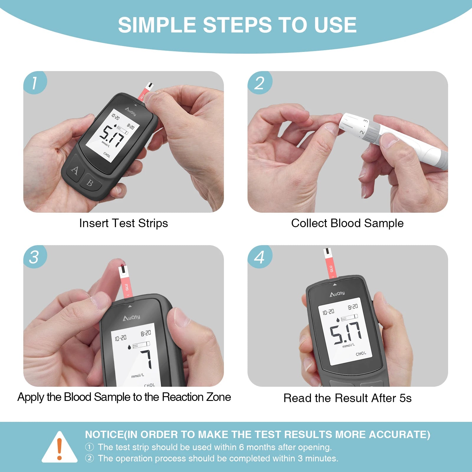 Upgraded 3-in-1 Multifunction Cholesterol, Uric Acid, and Blood Sugar Meter: