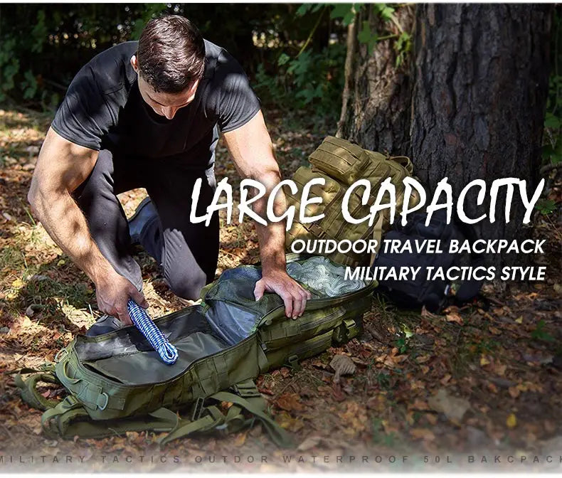 25L/35L/50L Tactical Backpack – Waterproof Outdoor Rucksack for Men