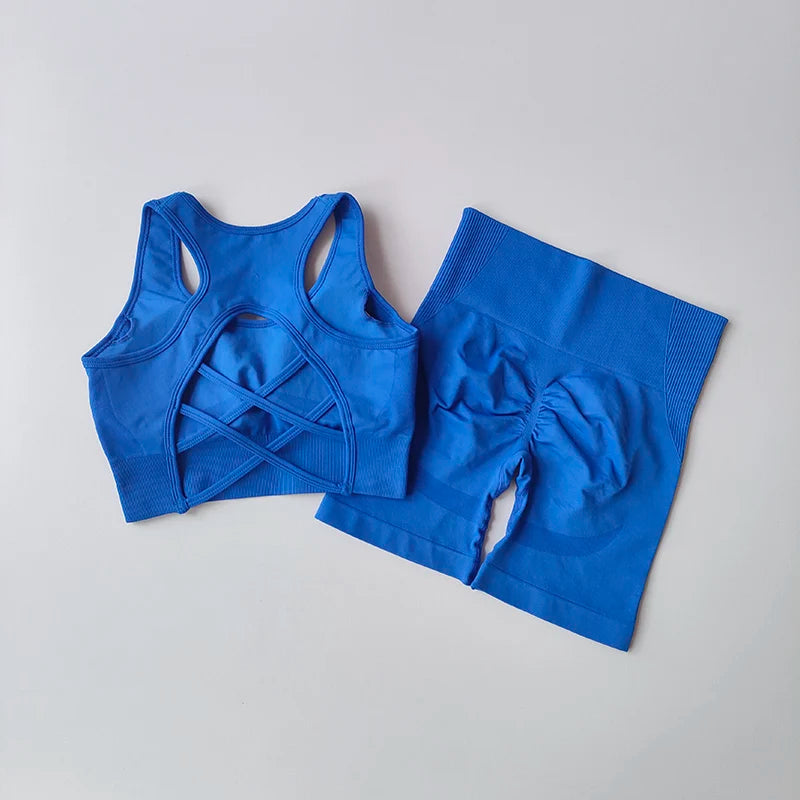 Women's Seamless Yoga Set – Sport Bra & High-Waist Shorts