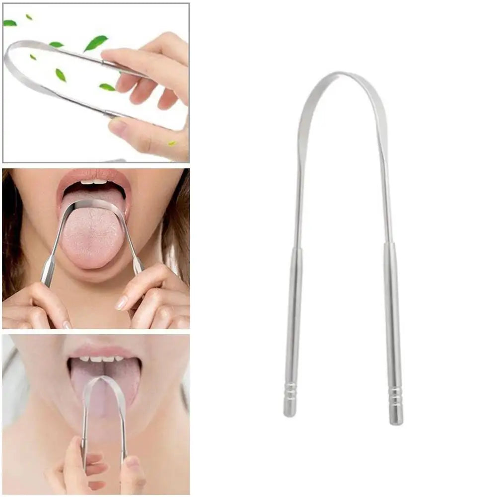 1Pcs Stainless Steel Tongue Scraper U-shaped Metal Fresh Breath Cleaning Coated Tongue Toothbrush Oral Hygiene Care Tools