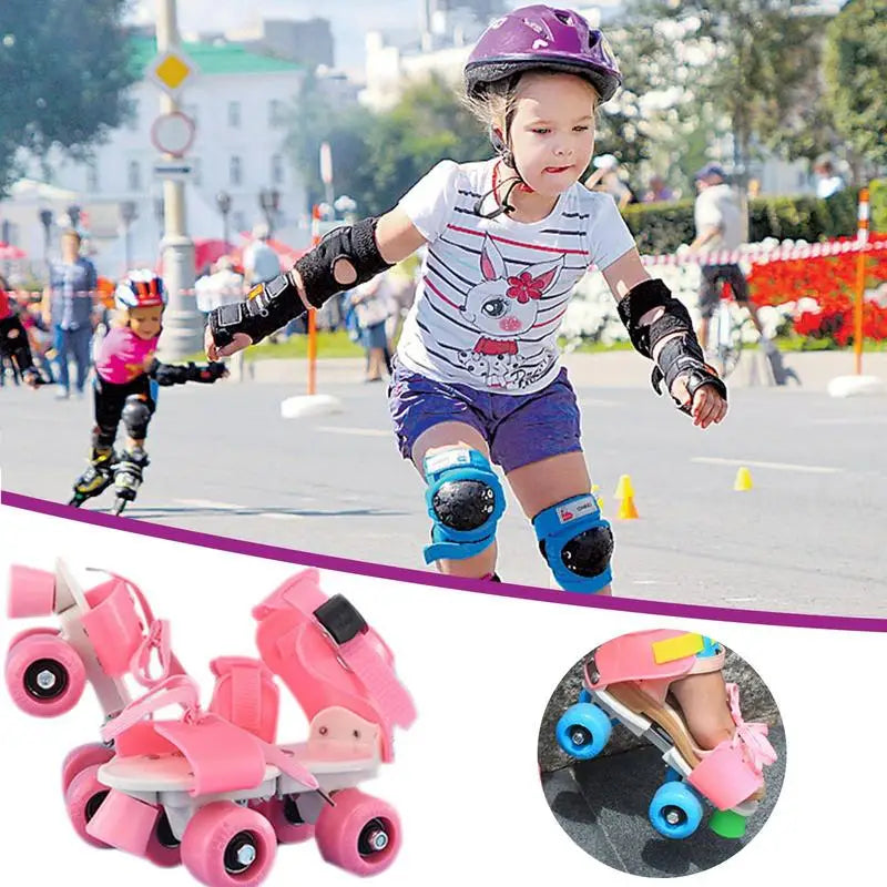 Beginner Roller Skates for Girls – Adjustable Double Row