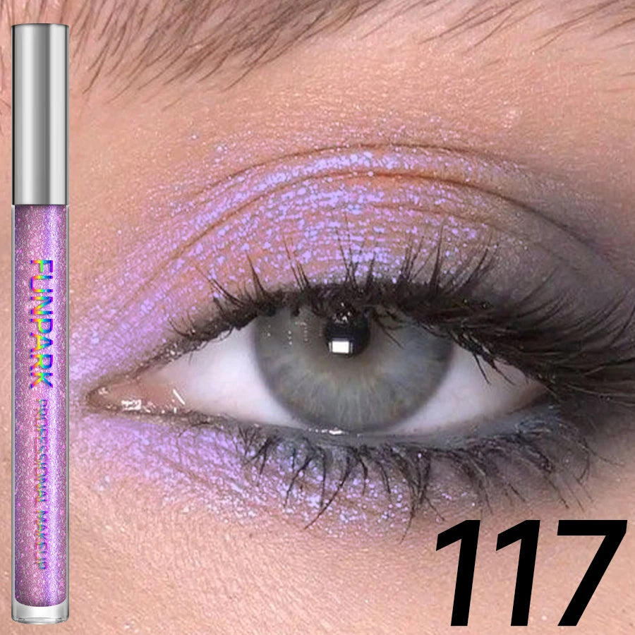 Colorful Liquid Eyeshadow & Glitter Eyeliner – Long-Lasting Shimmer