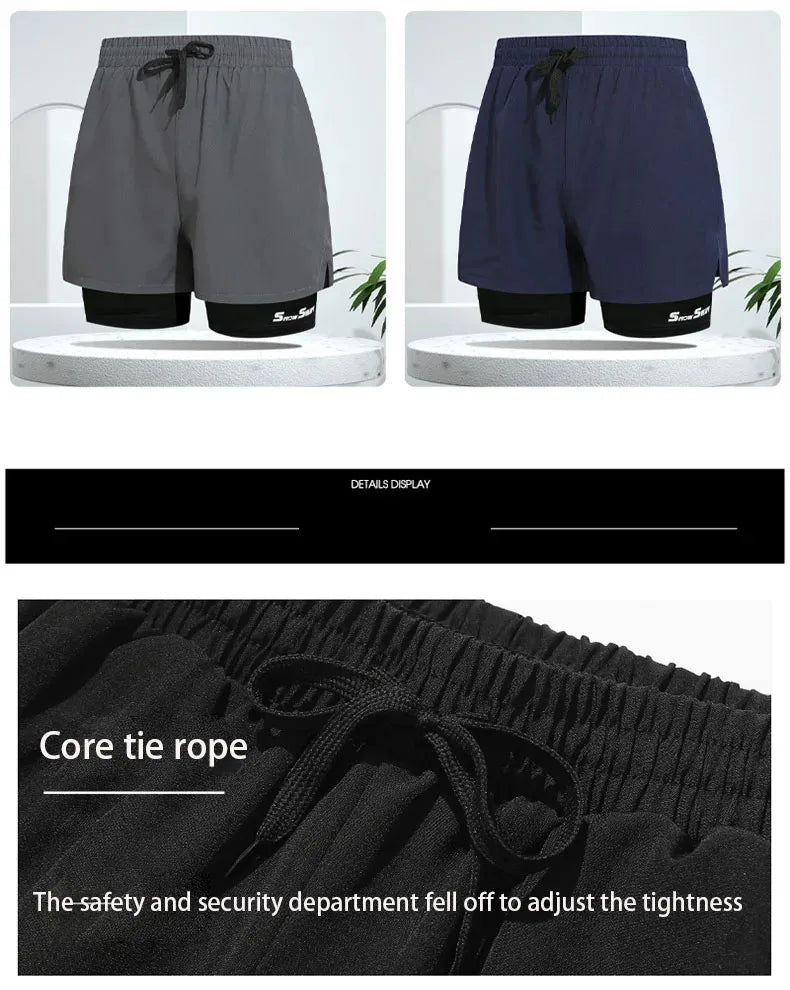 Men's Quick-Dry Double-Layer Swim Trunks