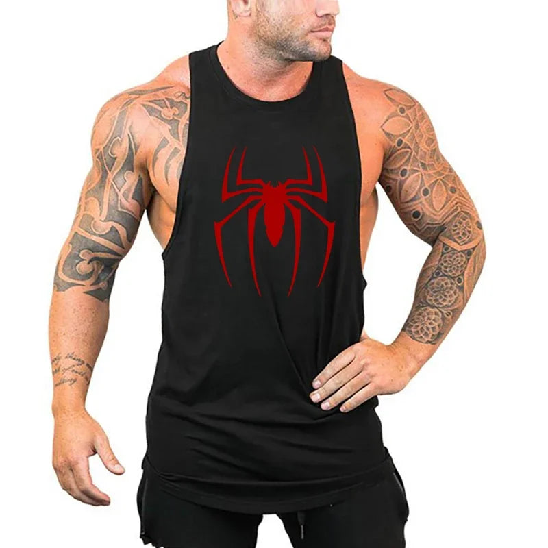 Men's Red Spider Printed Gym Tank Top