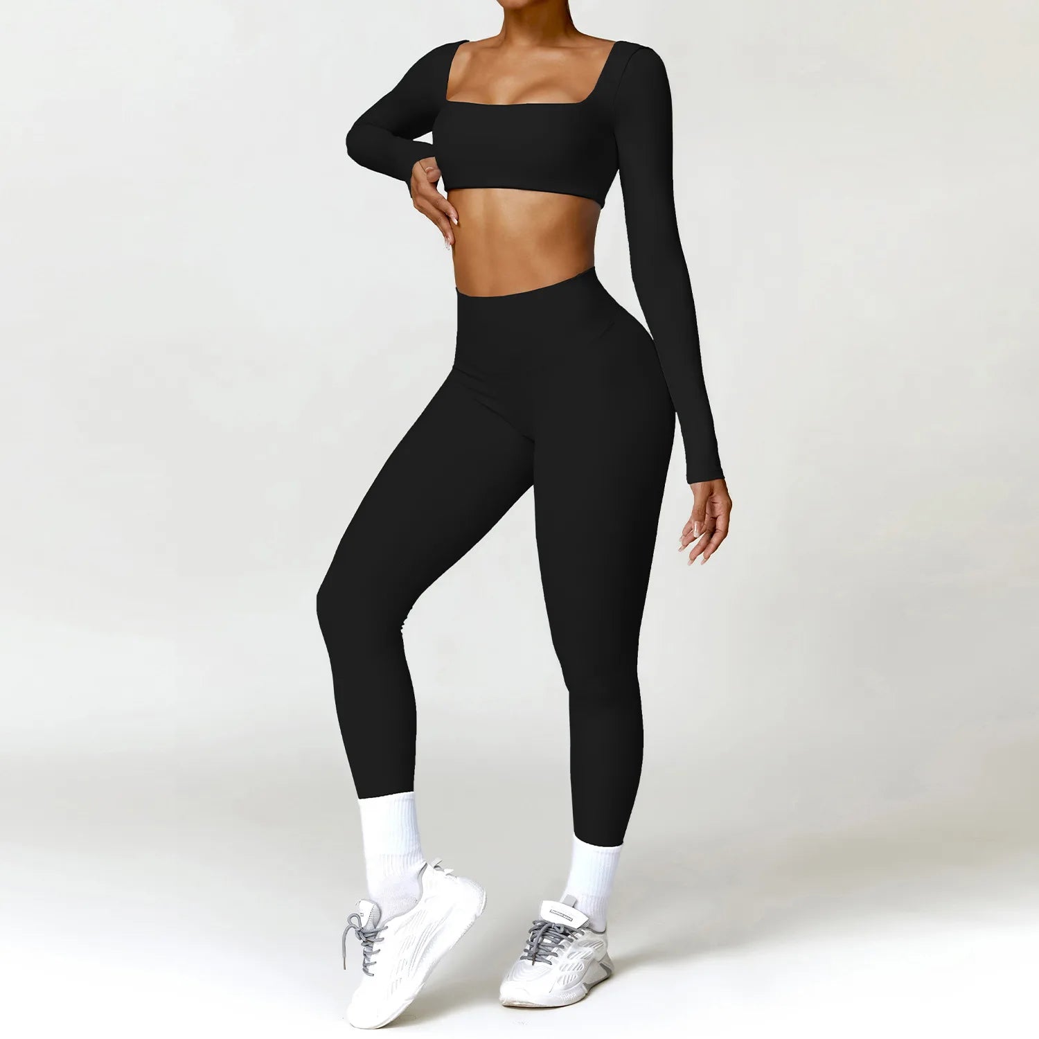 Women's 2PCS Quick-Dry Yoga Set – Long Sleeve Sports Shirt & Leggings