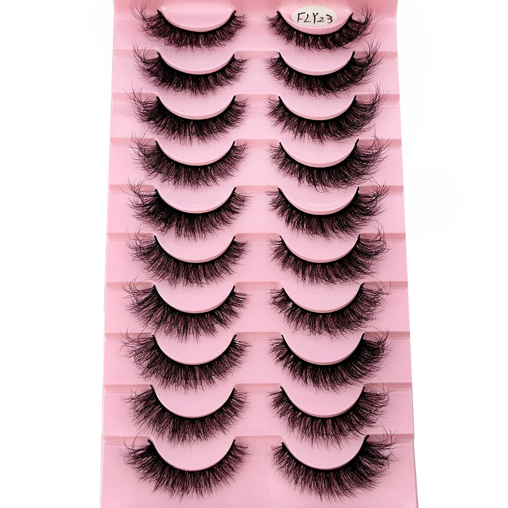 10 Pairs Faux Mink 3D Curly Eyelashes – Handmade Natural Look