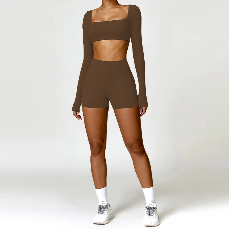 Women's 2PCS Quick-Dry Yoga Set – Long Sleeve Sports Shirt & Leggings