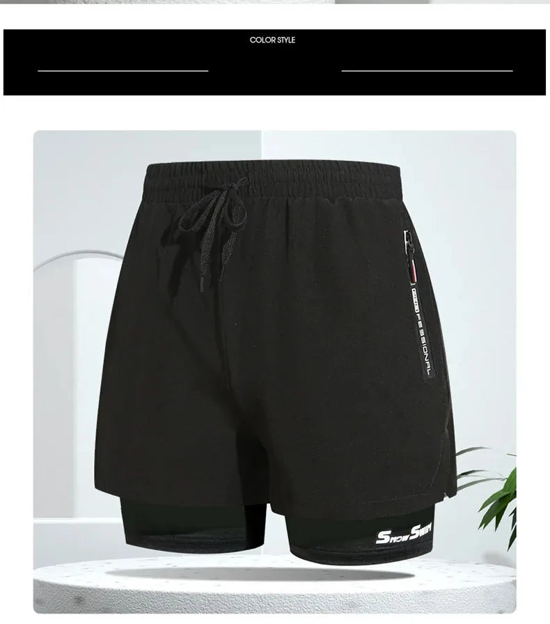 Men's Quick-Dry Double-Layer Swim Trunks
