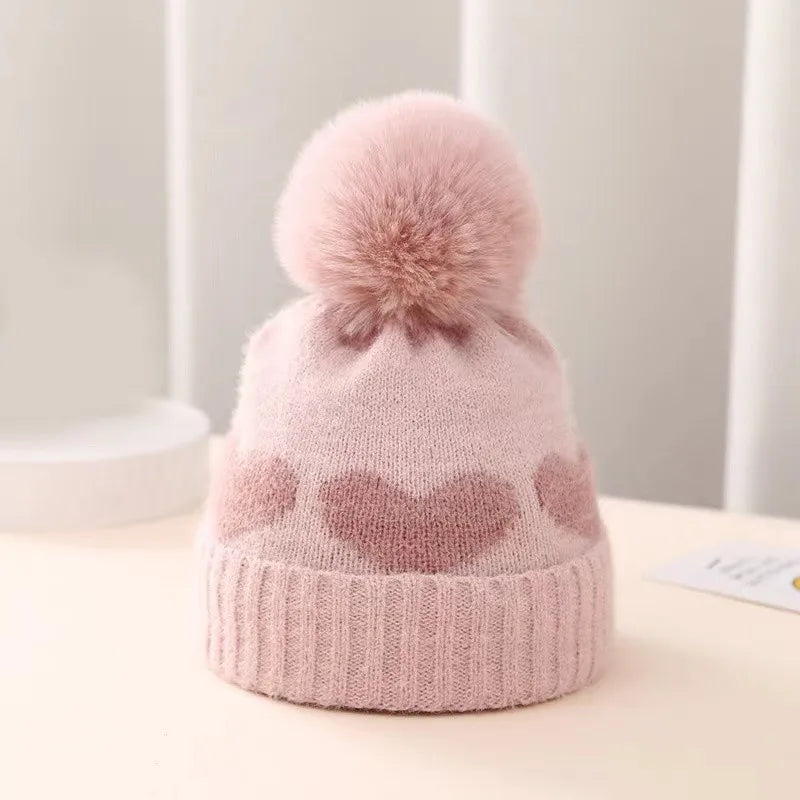 Fur Pompom Baby Hat