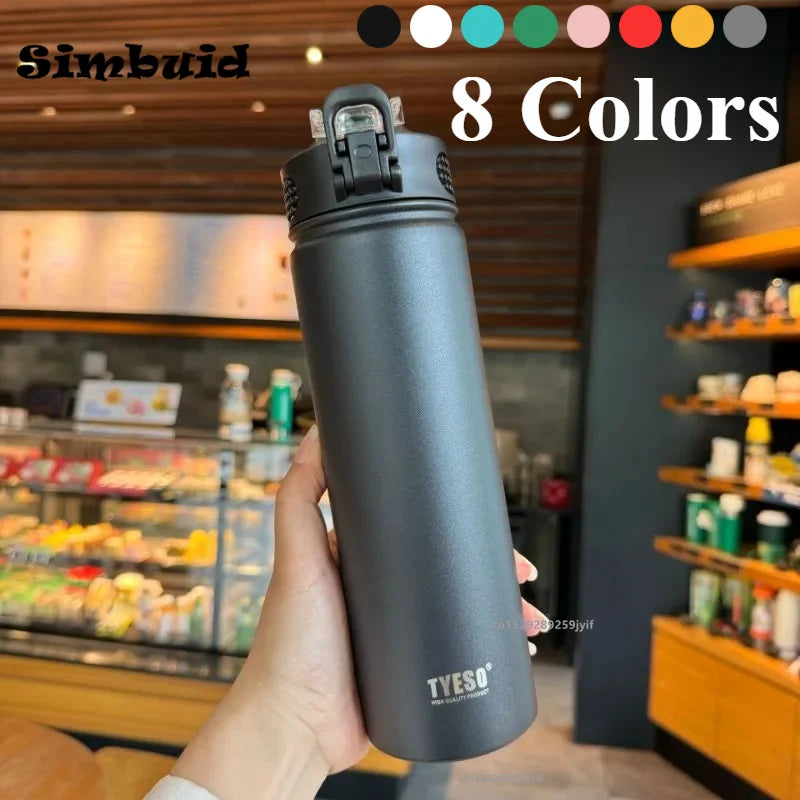 Stainless Steel Thermos Bottle with Straw – 600ml/750ml