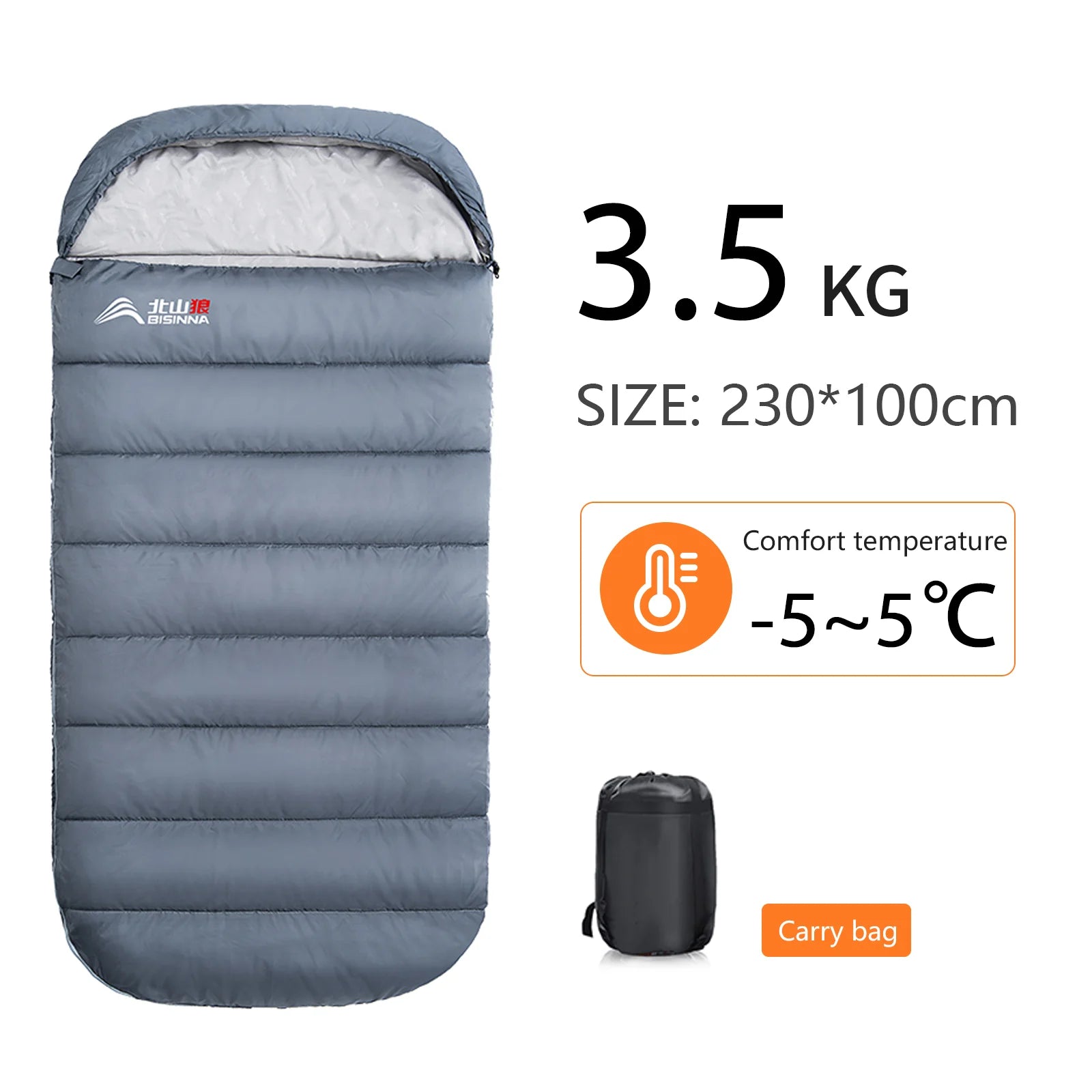 BISINNA Large Camping Sleeping Bag – Lightweight 3-Season Long Size