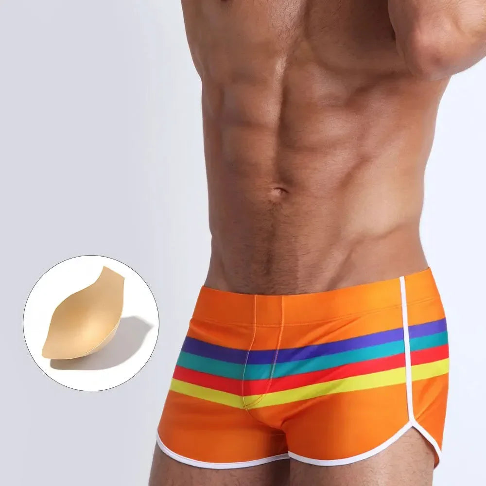 Men's Quick-Dry Swim Trunks – Striped Surf & Beach Shorts