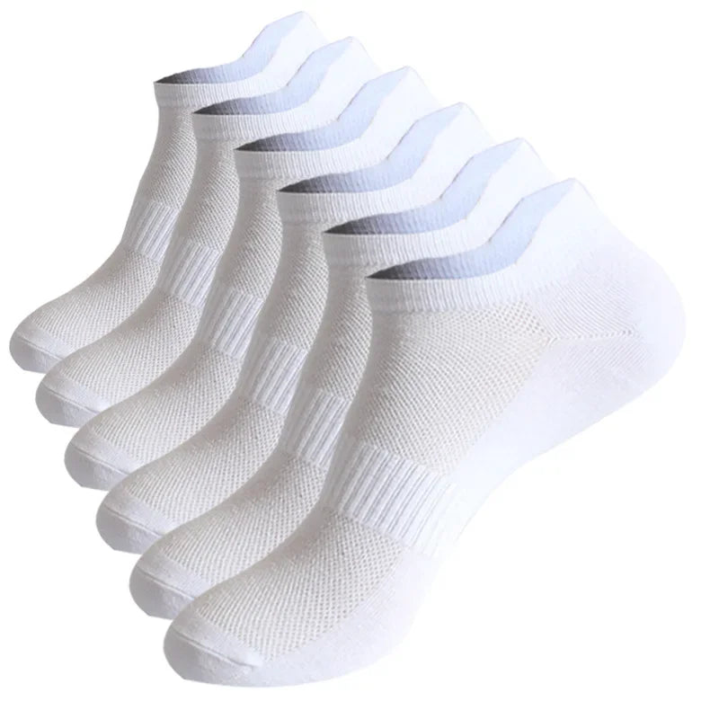 6 Pairs Unisex Plus Size Cotton Athletic Ankle Socks – Mesh Running Socks