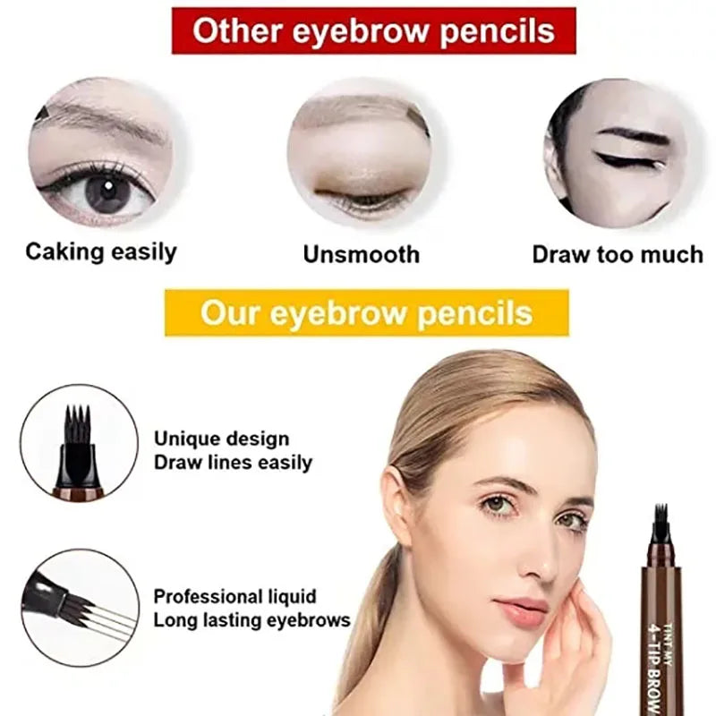 5-Color Waterproof Microblading Eyebrow Pen – 4-Tip Precision