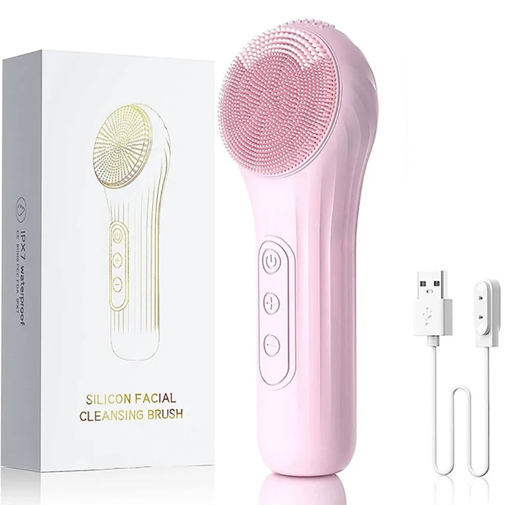 Sonic Waterproof Facial Cleansing Brush – Rechargeable & Exfoliating