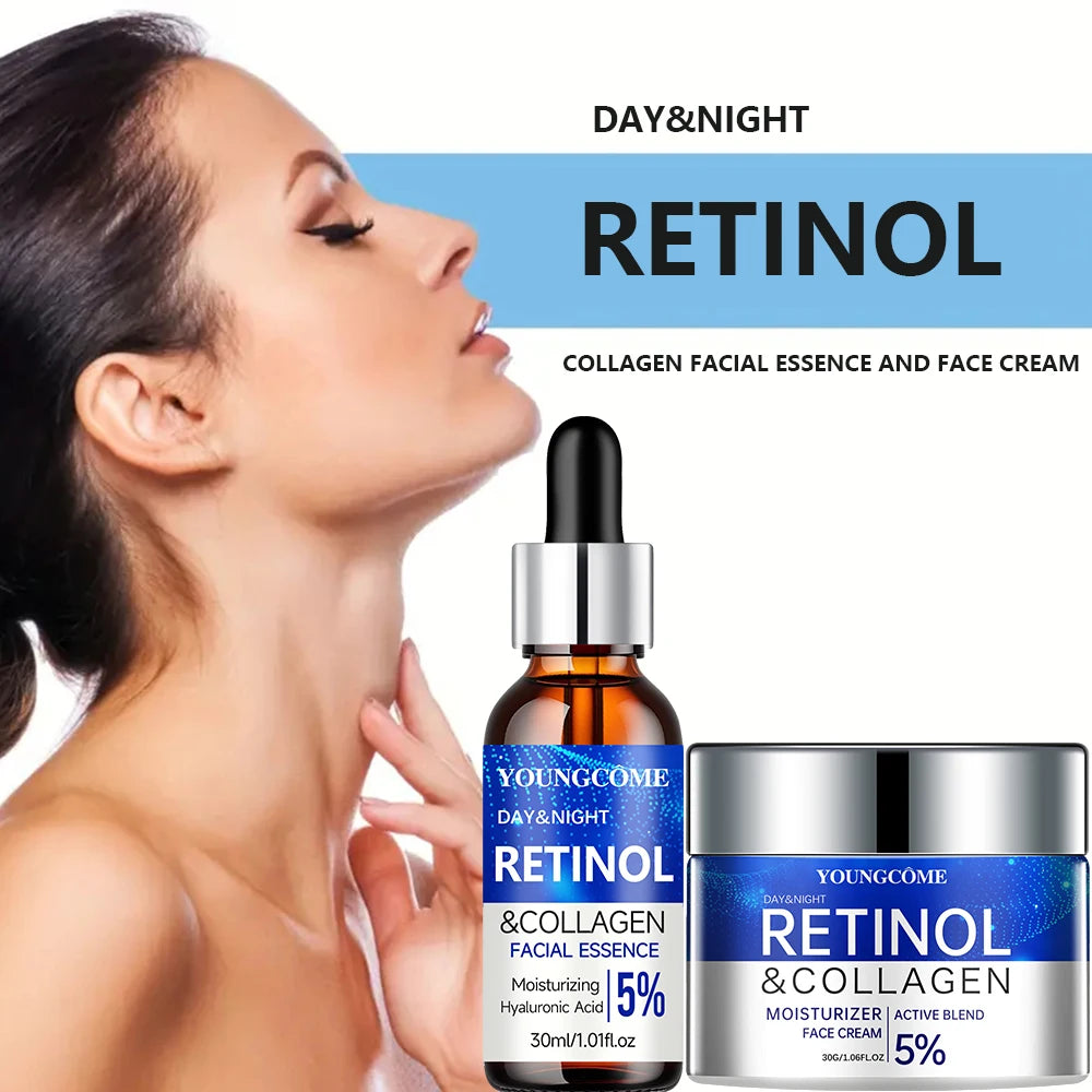 Retinol Cream Serum Combo Set Locks In Moisture Repairs Skin Smoothes Wrinkles Increases Elasticity For Younger Healthier Skin