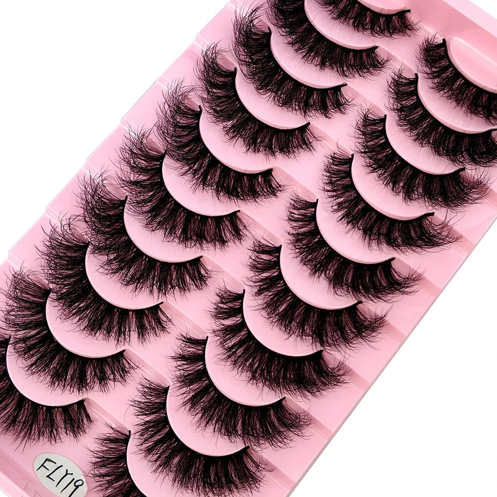 10 Pairs Faux Mink 3D Curly Eyelashes – Handmade Natural Look