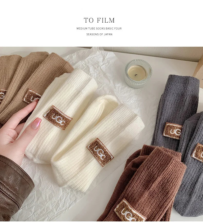 5 Pairs Winter Cashmere Wool Socks for Women: