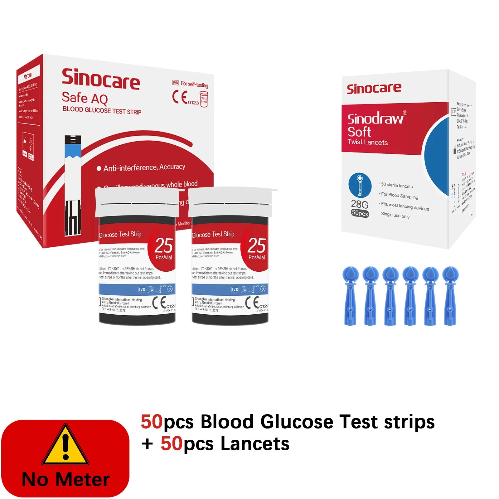 Safe AQ Blood Glucose Meter with Test Strips and Lancets: