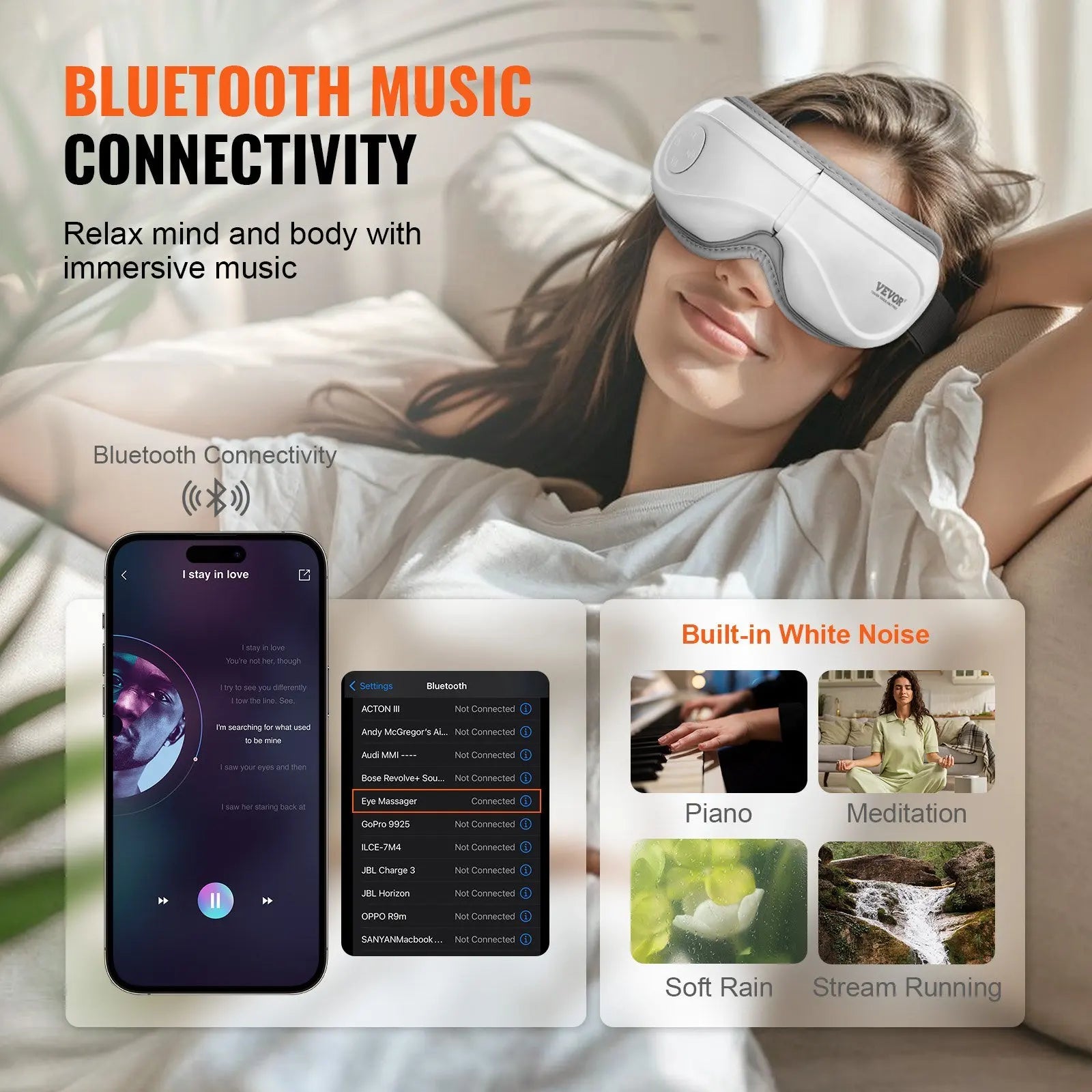 & Remote Eye Massager with Heat Eye Care Device 5 Modes Bluetooth Music