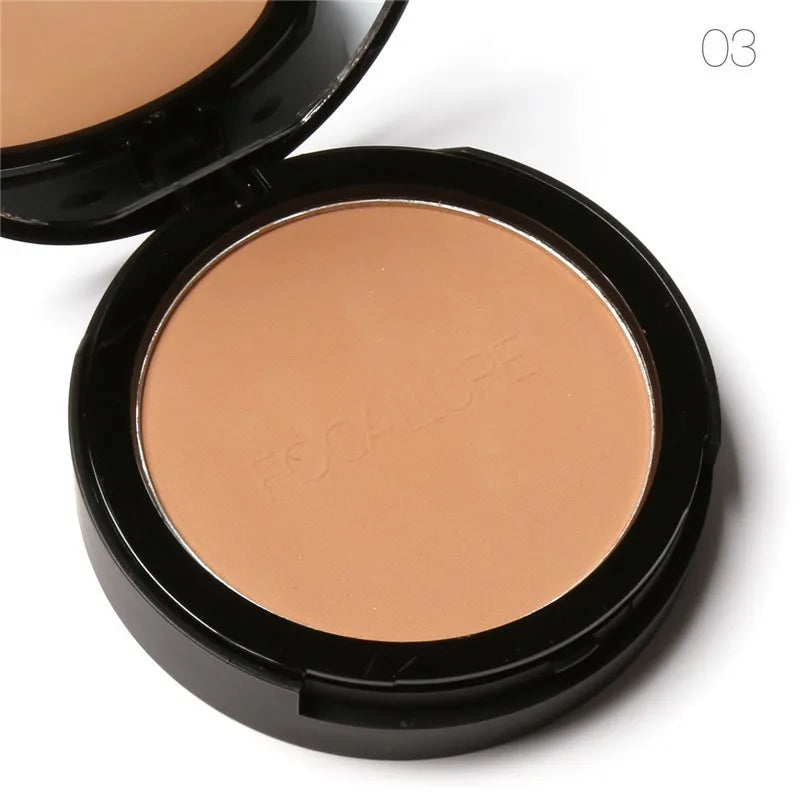 : FOCALLURE 3-Color Pressed Powder Foundation – Oil Control & Brightening