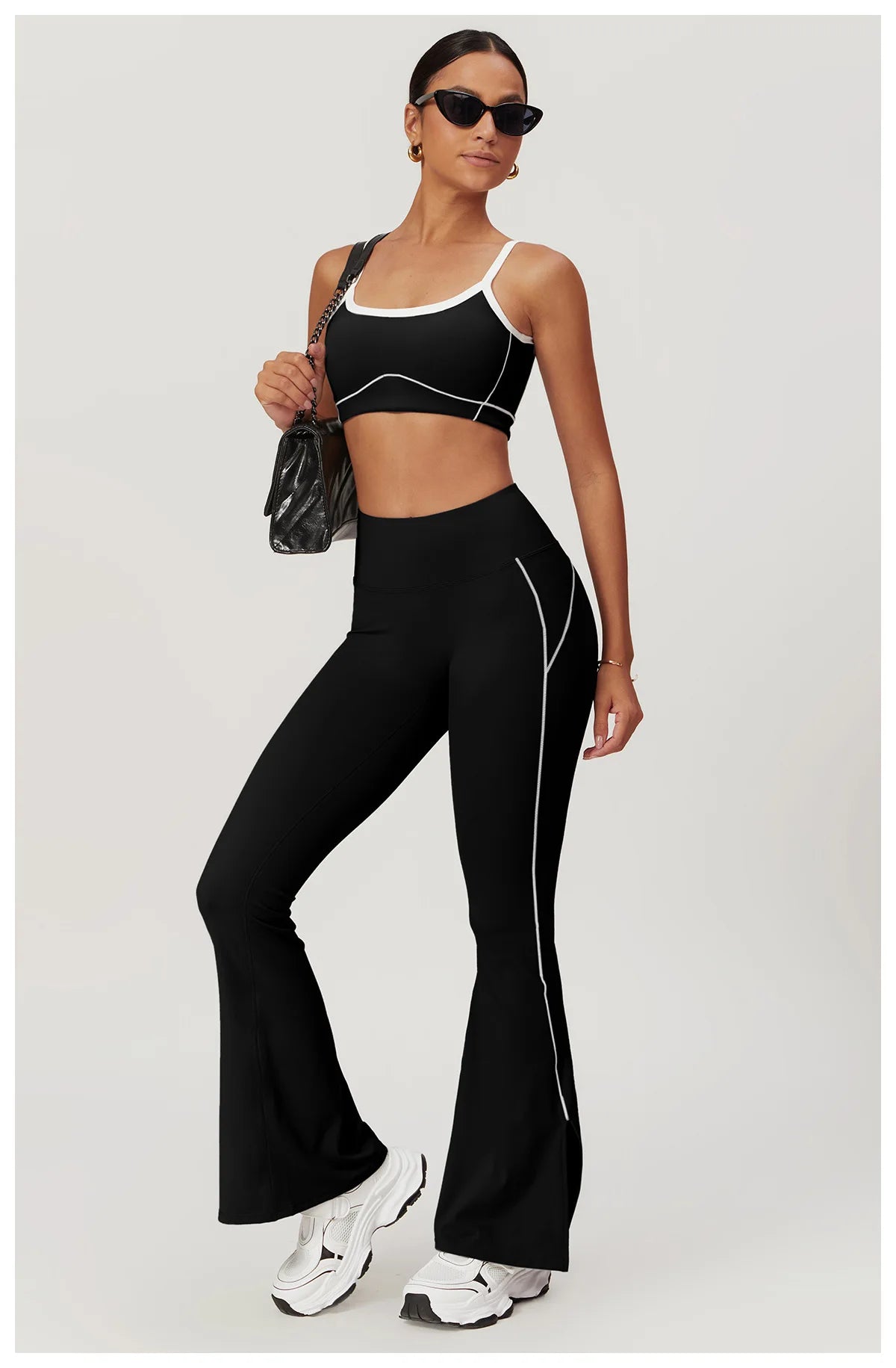 Women's Yoga Set – Sport Bra & High-Waist Flare Leggings/Shorts