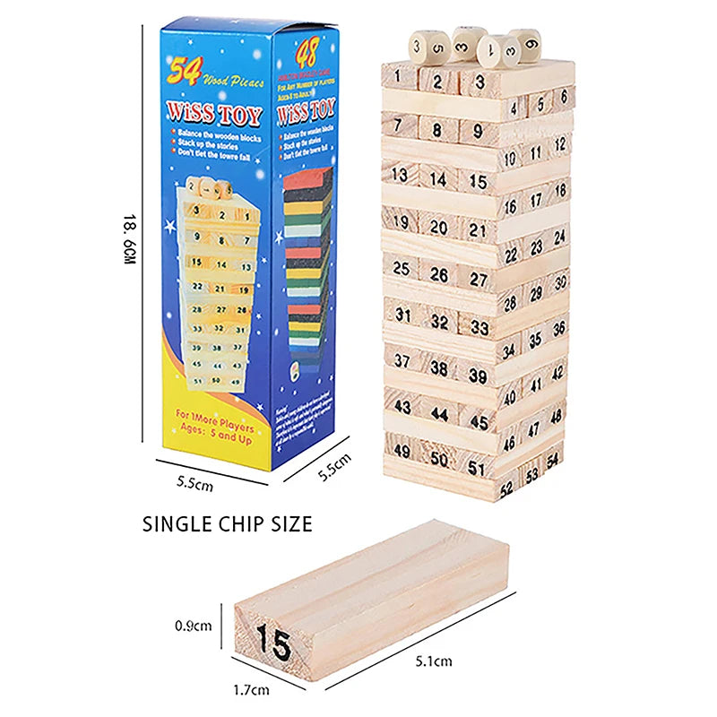Solid Wood Stacking Tower Game – Interactive Family Puzzle Toy