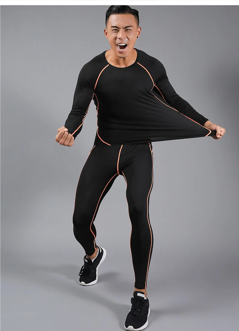 Men's Compression Workout Set – Long Sleeve & Tights