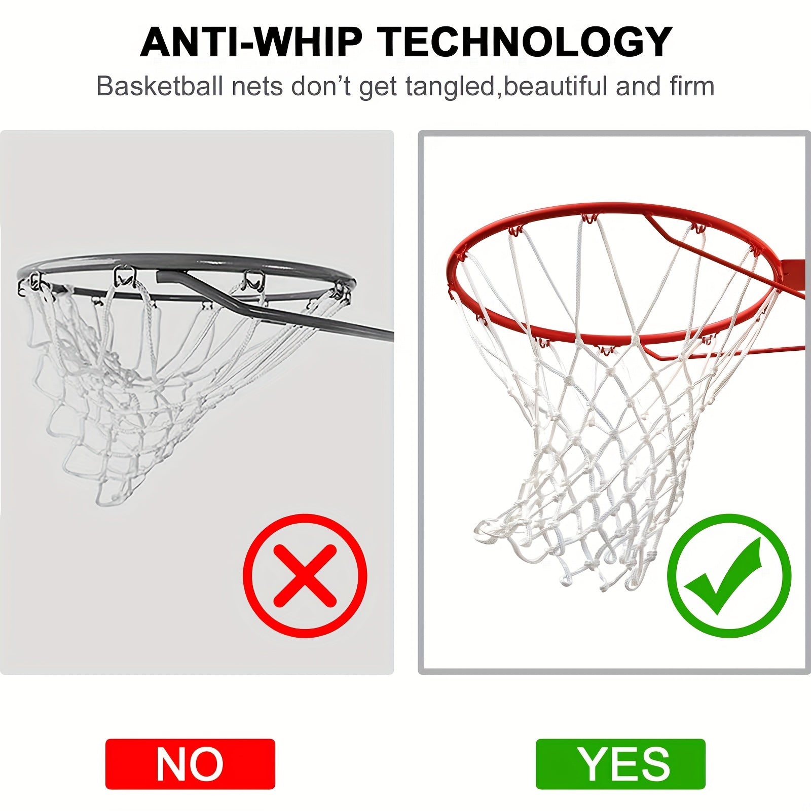 1/2PCS Basketball Hoop Net – Heavy-Duty, 12 Loops, Outdoor Replacement Net