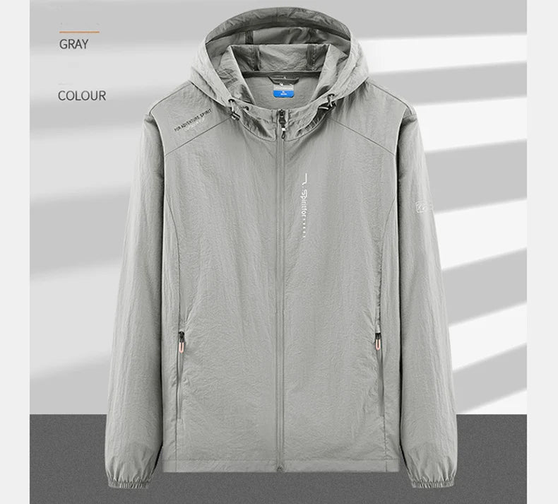 Summer Outdoor Quick Dry Sun-Protective Thin Jacket Men Hiking Fishing Cycling Hooded Gym Sport Windbreaker Ultra Light Coats