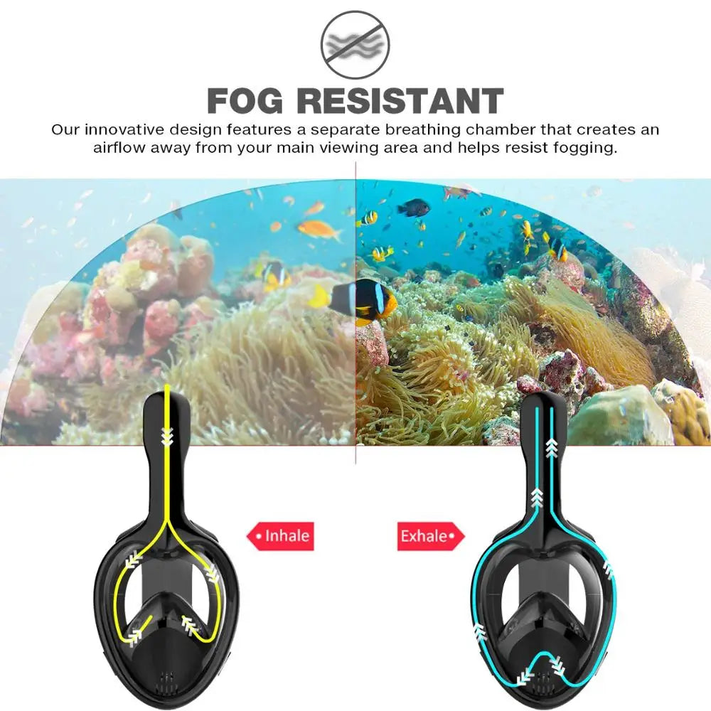 Underwater Anti-Fog Full Face Snorkeling and Diving Mask for Adults and Kids