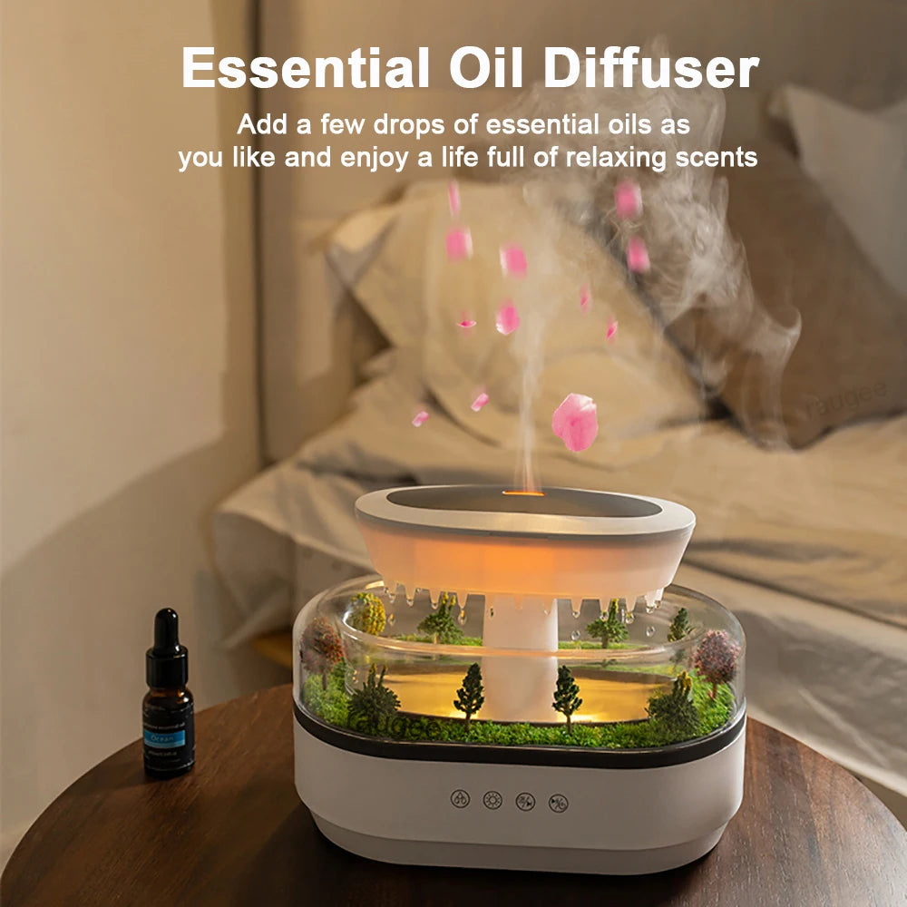 Raindrop Aroma Humidifier with Colorful Light & White Noise