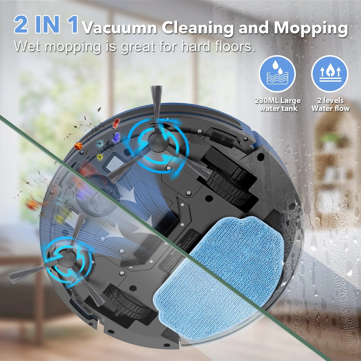 GOOVI 6000Pa Robot Vacuum Cleaner – App-Controlled with Wet Mopping & Auto Charging