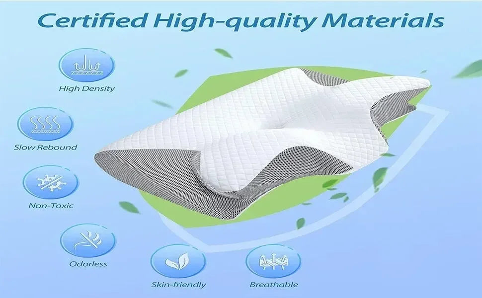 Butterfly-Shaped Memory Foam Pillow – Orthopedic Cervical Support