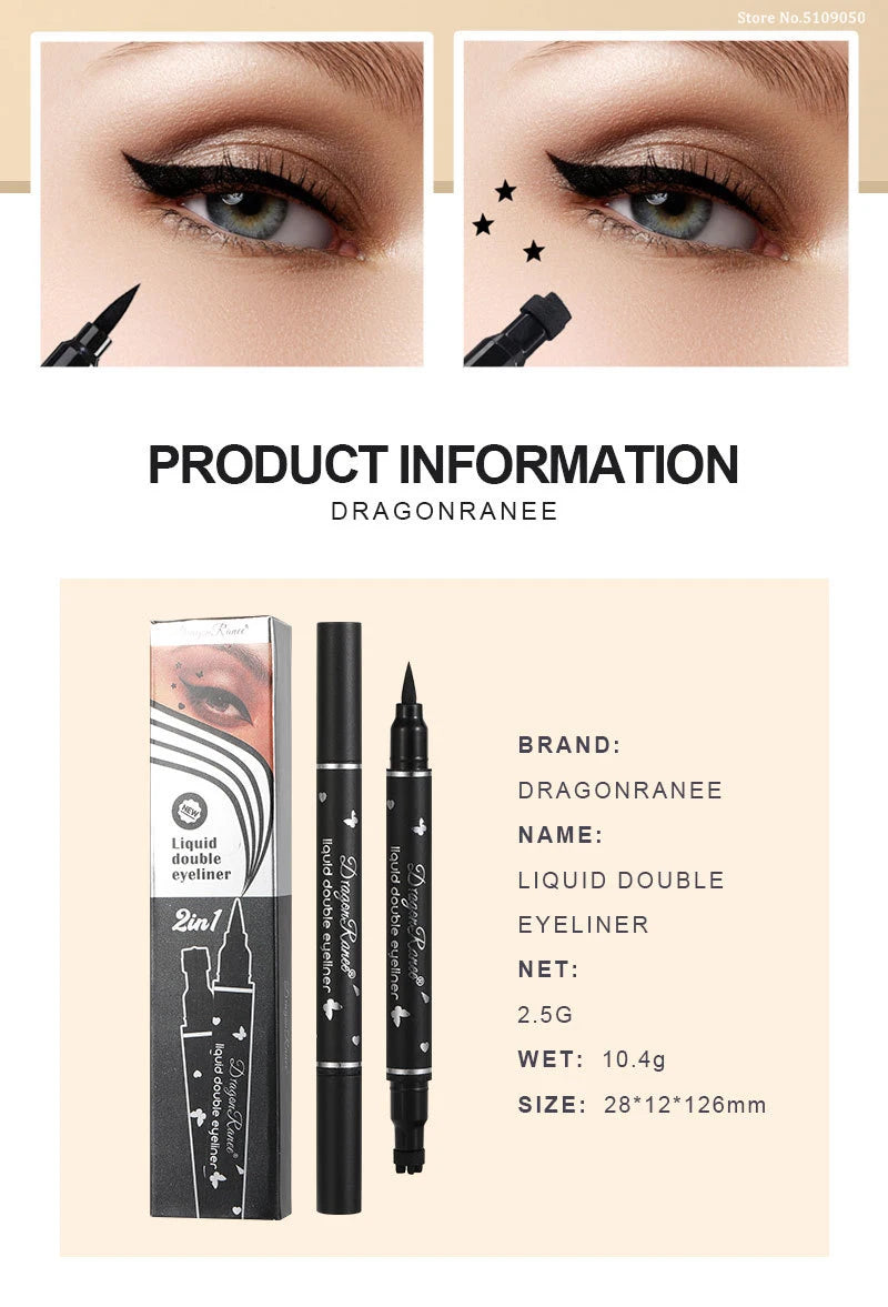 2-in-1 Butterfly & Star Stamp Eyeliner Pen – Waterproof & Long-Lasting