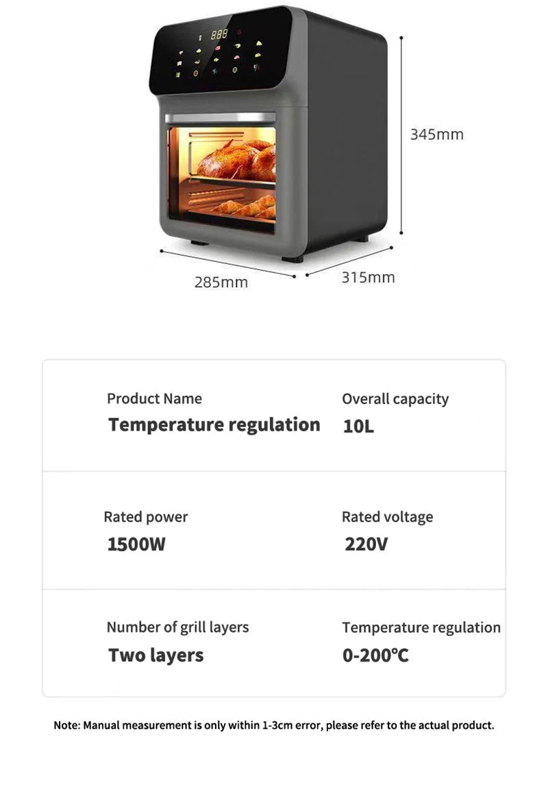 10L Large Capacity Oil-Free Air Fryer Oven