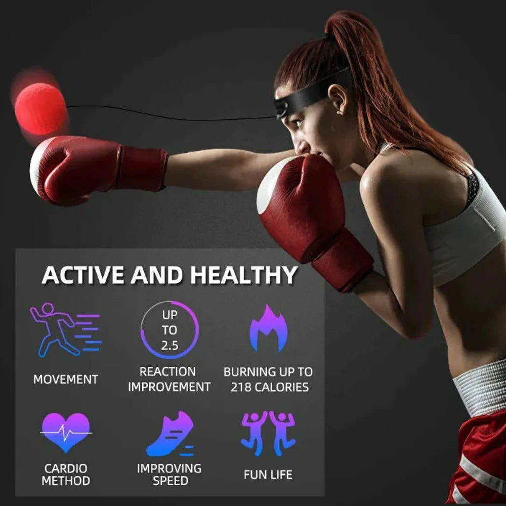 Boxing Reflex Ball Set with Adjustable Headband – 3 Reaction Balls