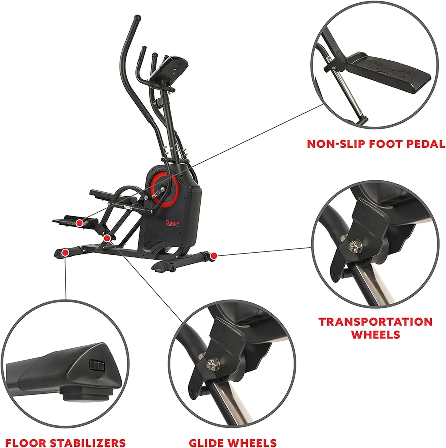 Home Elliptical Trainer with 8-Level Magnetic Resistance and Performance Monitor