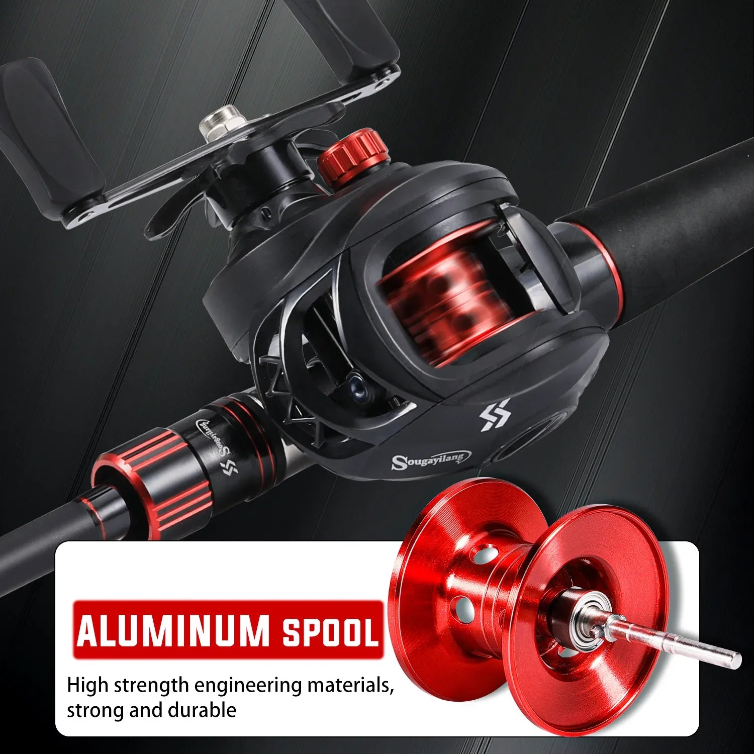 Sougayilang ProCast™ Carbon Baitcasting Combo – 1.8~2.1m Rod + 7.2:1 Reel