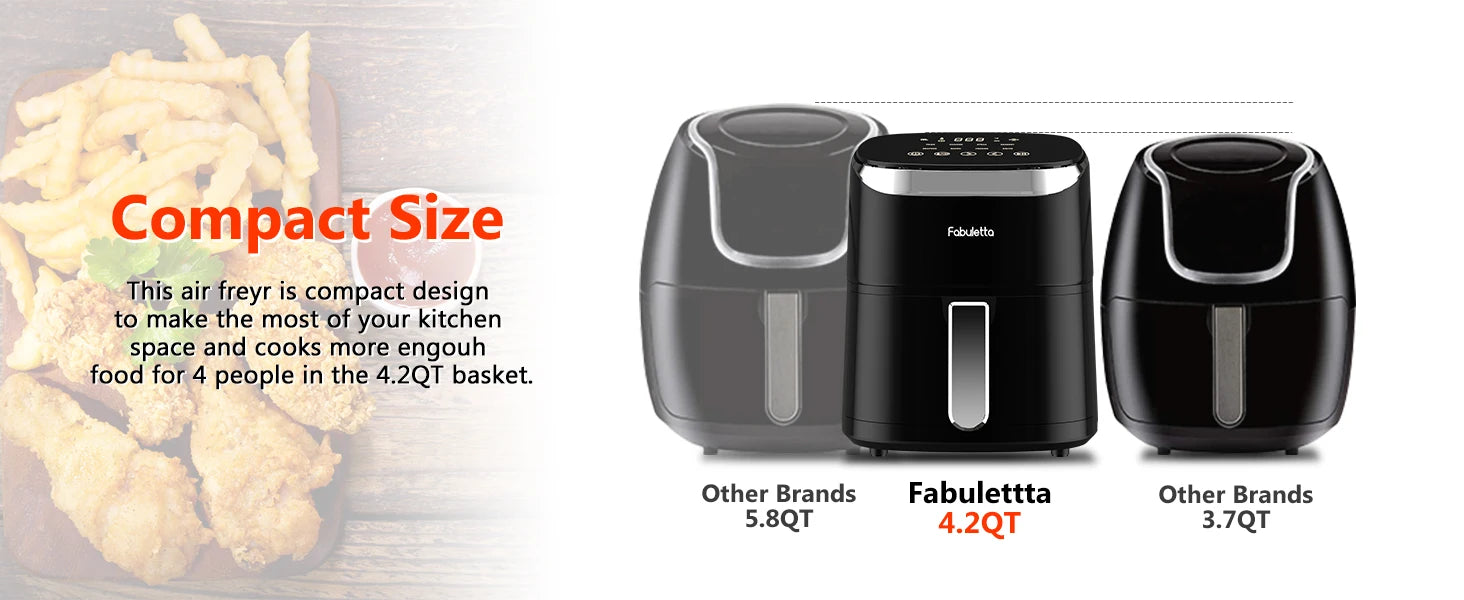 Fabuletta 4.2QT Air Fryer Oven, 9 Cooking Programs