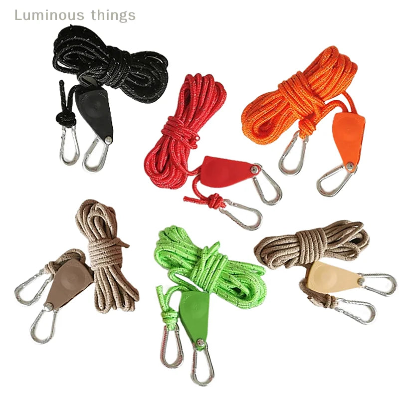 Camping Tent Rope – Windproof Reflective Adjustable Lifting Rope with Pulley